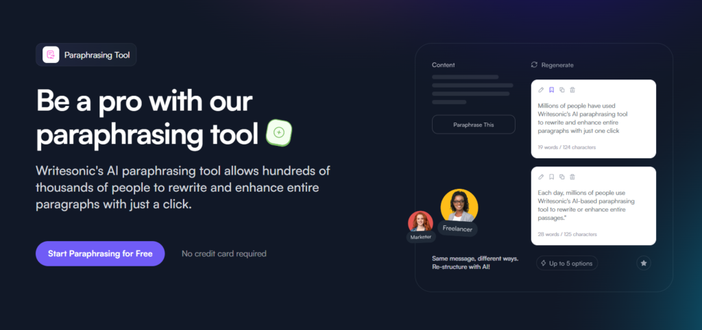 Writesonic : Site pour reformuler un texte en ligne : meilleurs outils