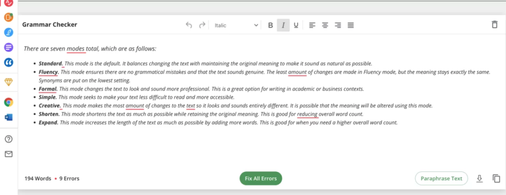 Parallel Structure Checker N2. Quilllbot Grammar Checker