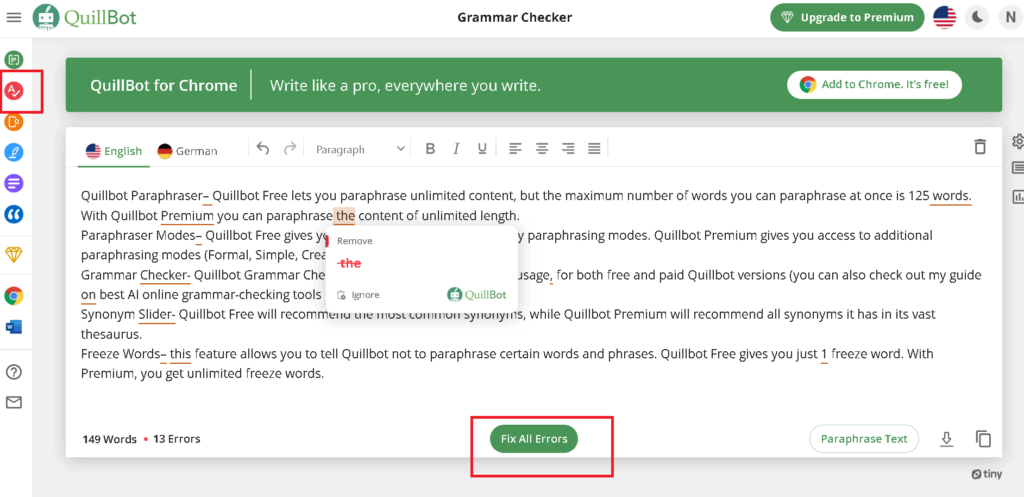 quillbot grammar tool parallel sentence checker